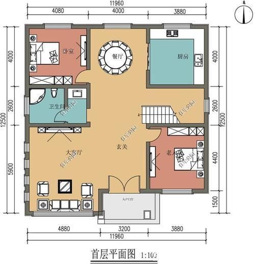 露台|农村宽12米,进深13米,后面还有一个厨房的自建房,你觉得该如何设计?