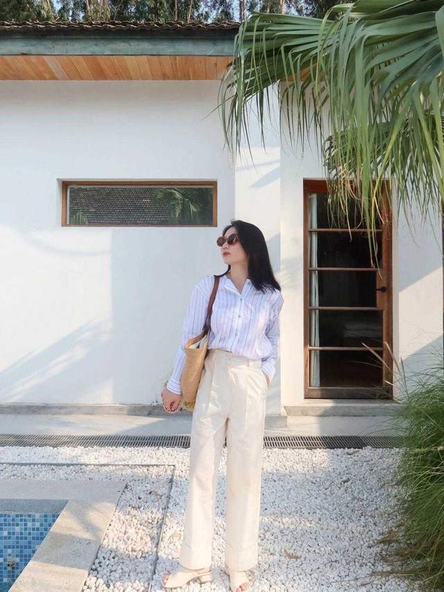 时尚|几个穿衣技巧?条纹衬衫搭配阔腿裤,让你从小白变时尚,舒适洋气