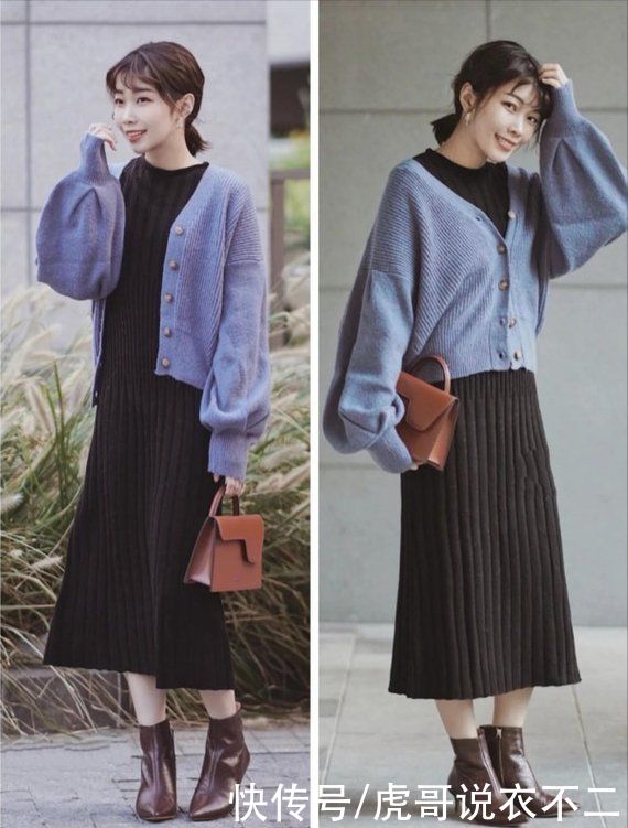 针织衫也有大讲究，她的“早春温柔风”搭配模板，照穿成日系女神