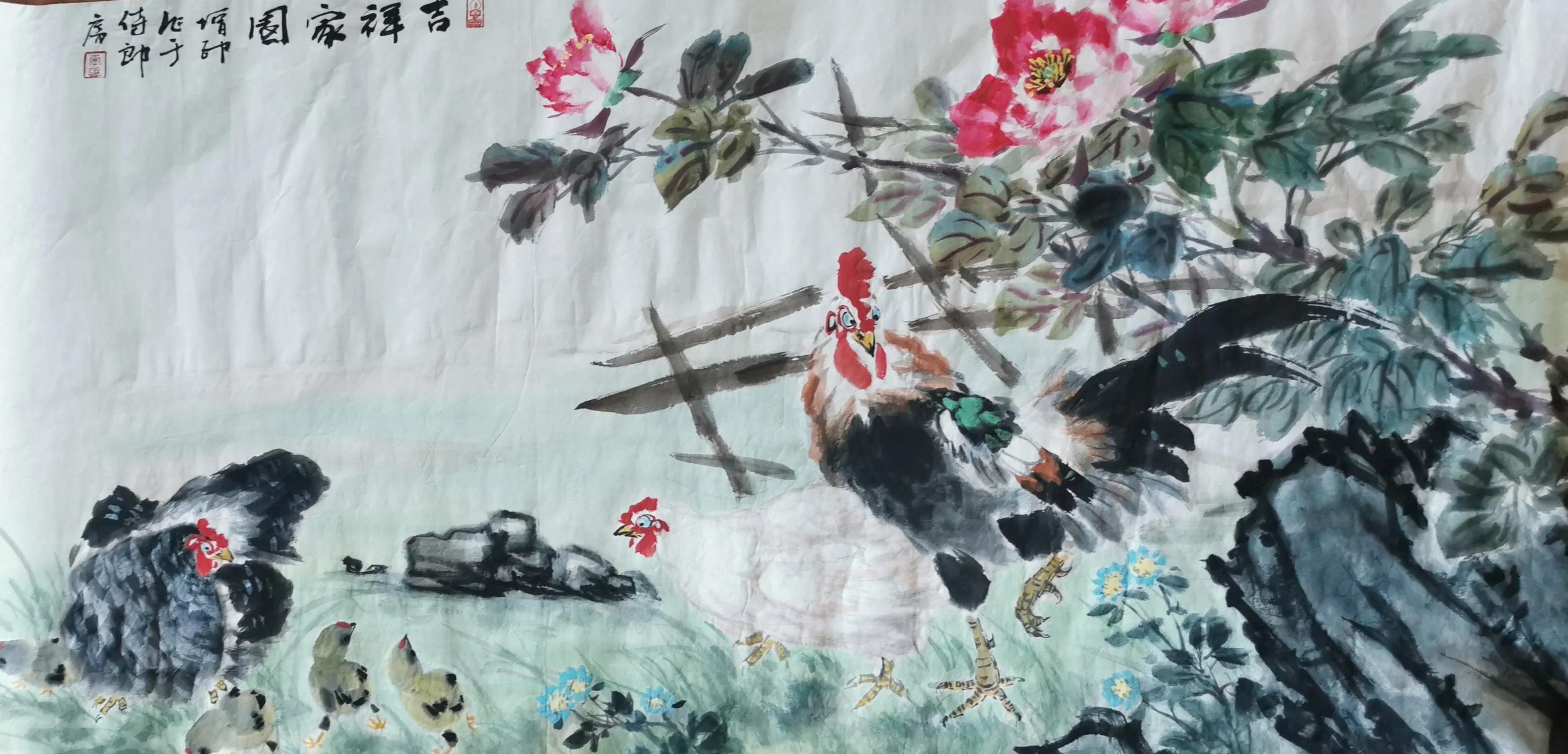 国画!中国当代花鸟画家李增印国画中的幸福家园