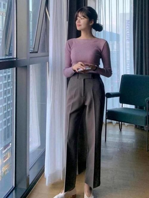 小个子早春穿衣如何显高？试试“九分裤＋低跟鞋”，显高显气场