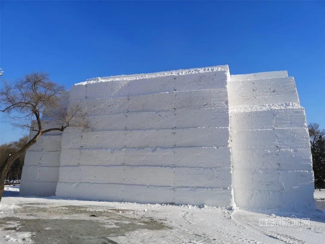 探秘|太阳岛雪博会：还没开雕，堆雪已经很壮观丨手机记者带你探秘