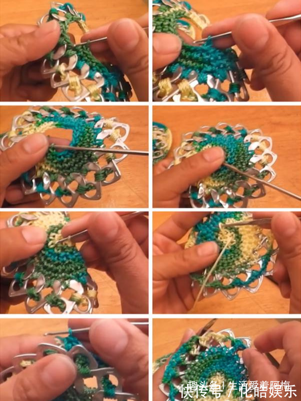 在易拉罐拉环上编织,钩成的包包耐看耐用!DIY变废为宝附教程