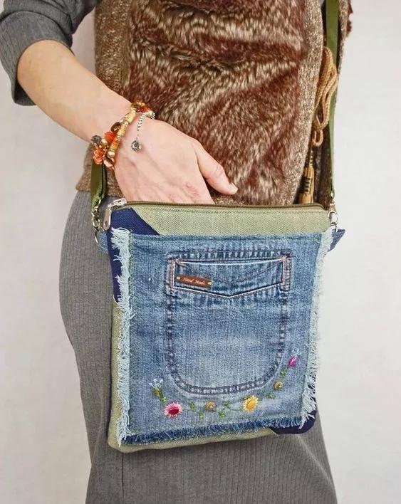 diy 一条旧牛仔衣裤,就能改造出女生喜欢的包包,以后都不舍得扔了