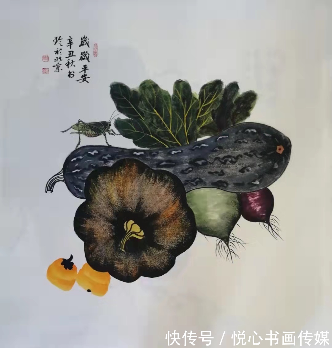 哈密瓜&河南省美协理事,著名瓜果画家史书玲国画作品欣赏