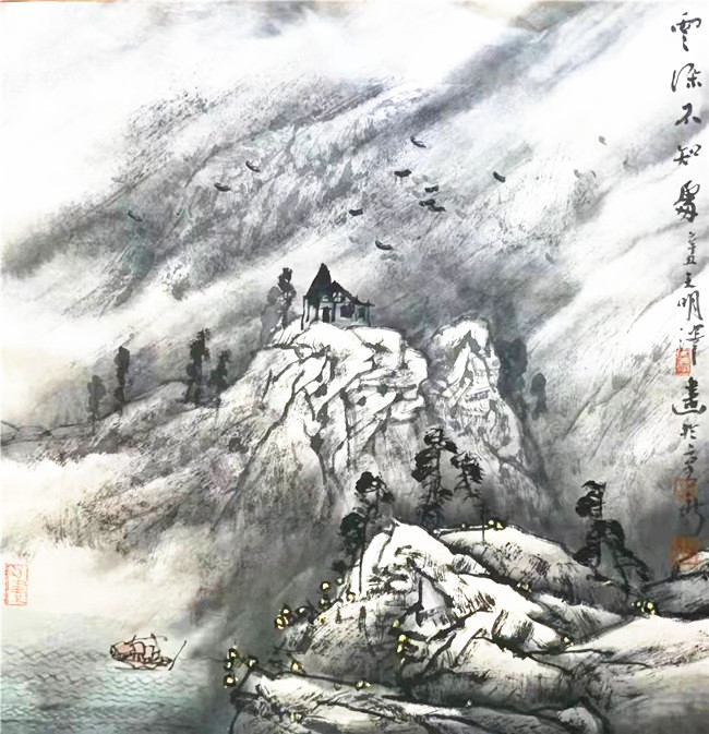 北京荆山楚水书画院@艺术鉴赏网:王明泽独放异彩的楚文化山水画(赏析)