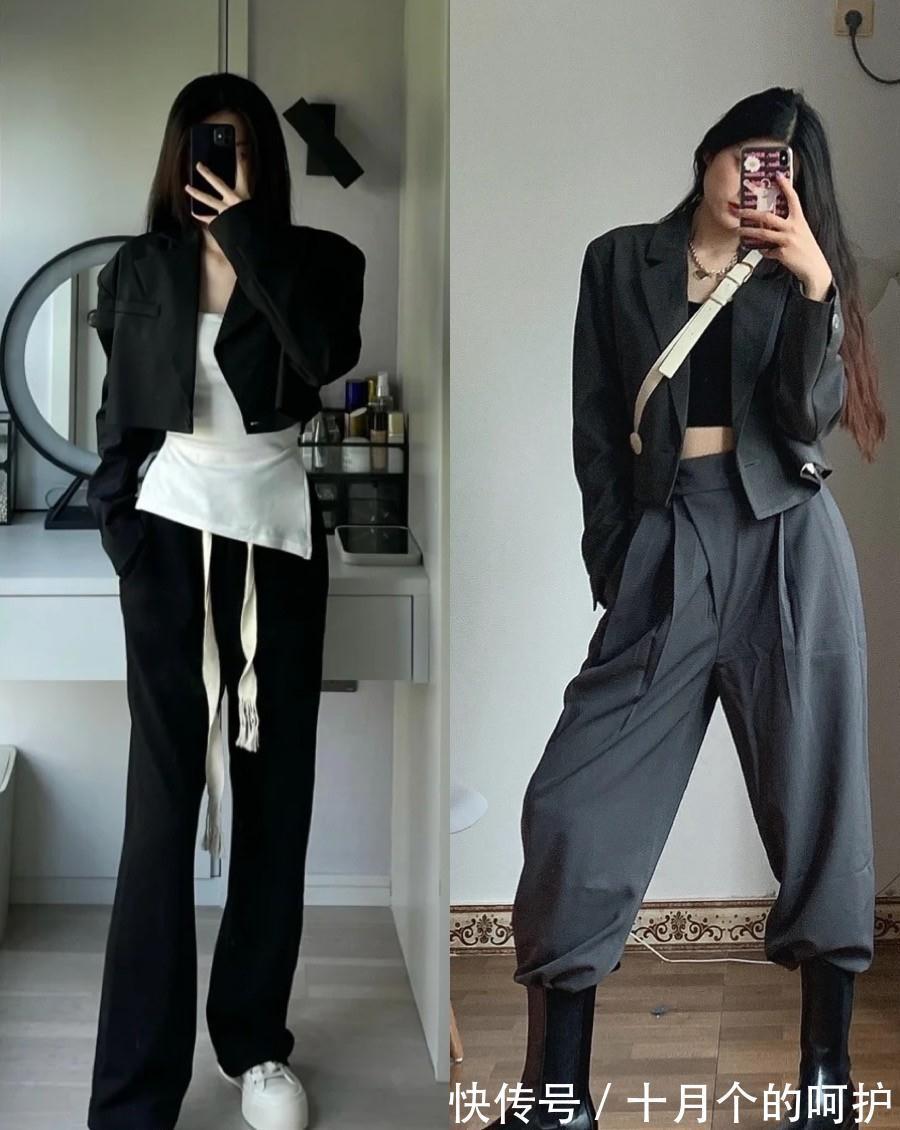 亮点 怪不得女人下班后也爱穿西装了,今年流行的半截西装,时髦又显高