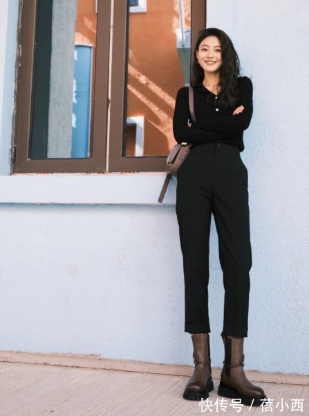 九分裤 微胖女生别乱穿裤子,小黑裤才最适合你,配毛衣、西装都很时髦