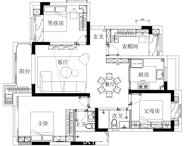 轻奢|120平现代轻奢风,餐厅和厨房有足够的收纳空间不凌乱