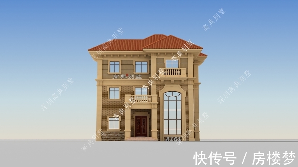 别墅|欧式三层别墅，户型简单大方，施工方便，适合农村建房。