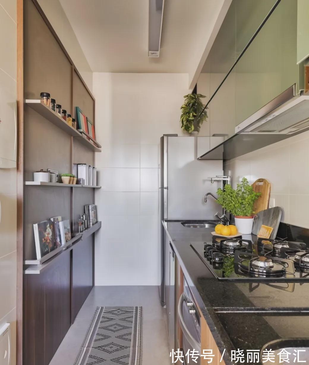 薄柜|L型厨房过道1m宽,加20cm宽薄柜台面,变身U型厨房,小户型这样学
