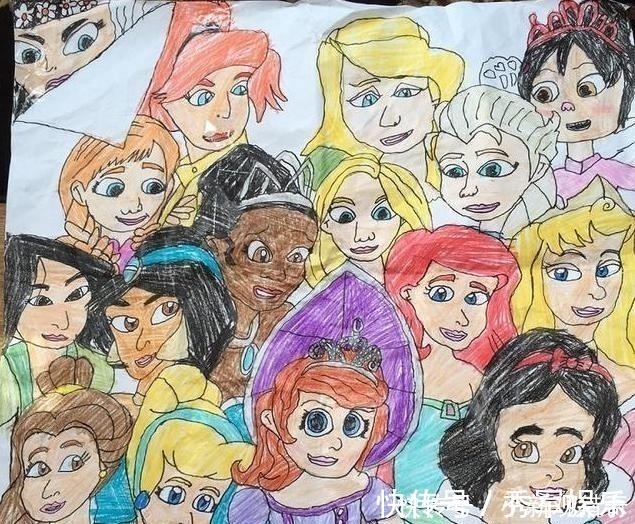 迪士尼公主@九岁男童笔下的迪士尼公主,艾莎和安娜被丑化,爱丽丝公主最相似
