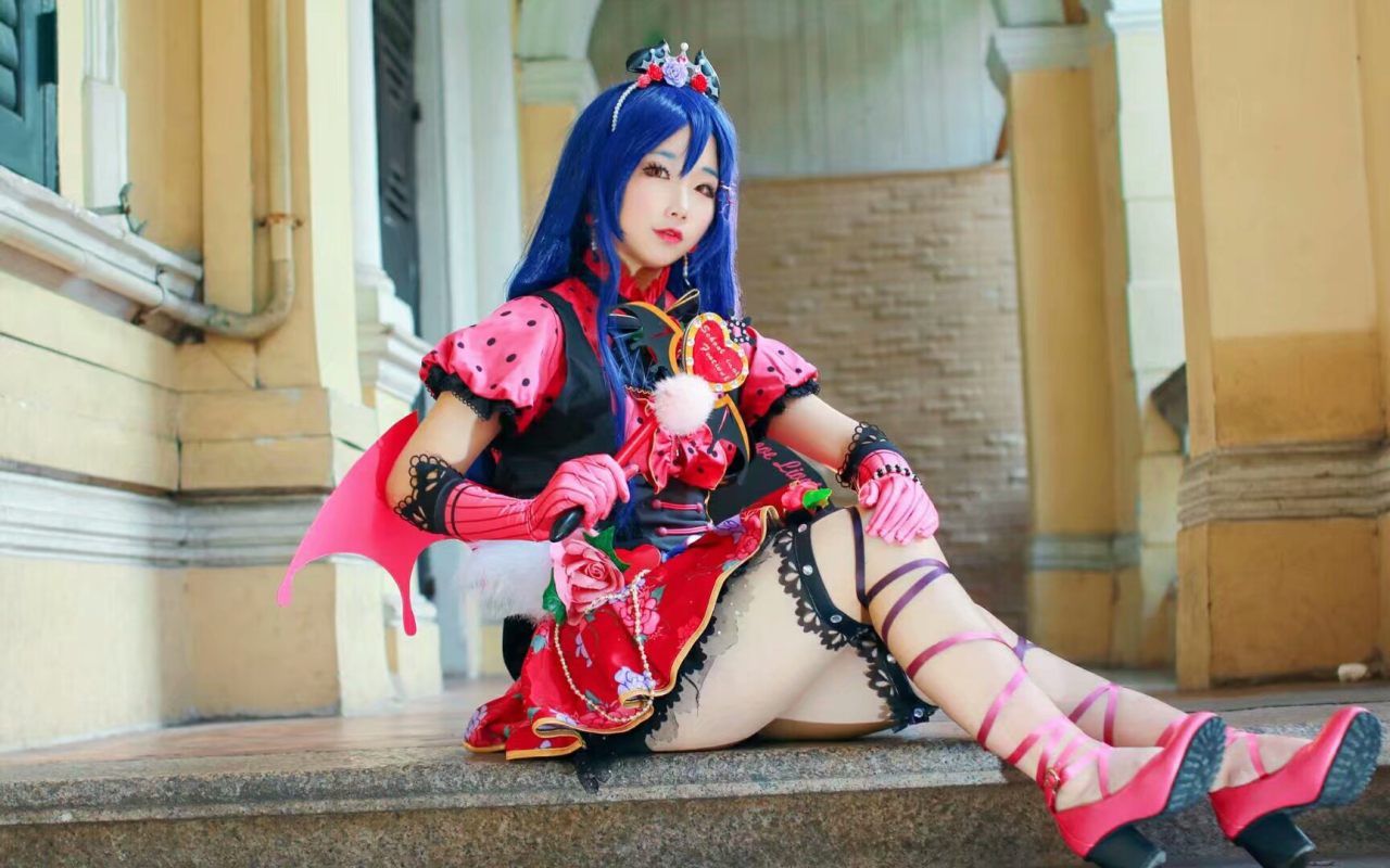 Love Live !园田海未cosplay，小恶魔要来偷走你的心哟