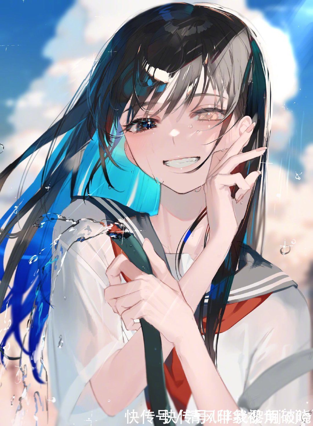 深蓝色@深蓝色瑰丽梦幻的少女插画,对于眼睛的刻画绝了