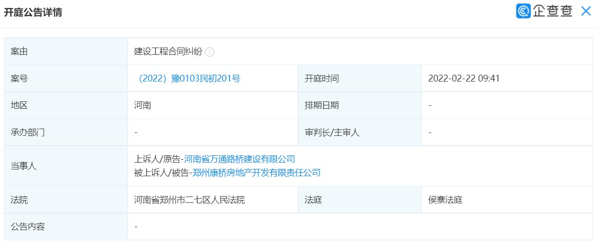 北京同道圣合投资有限公司|万通路桥状告康桥地产，案由系建设工程合同纠纷