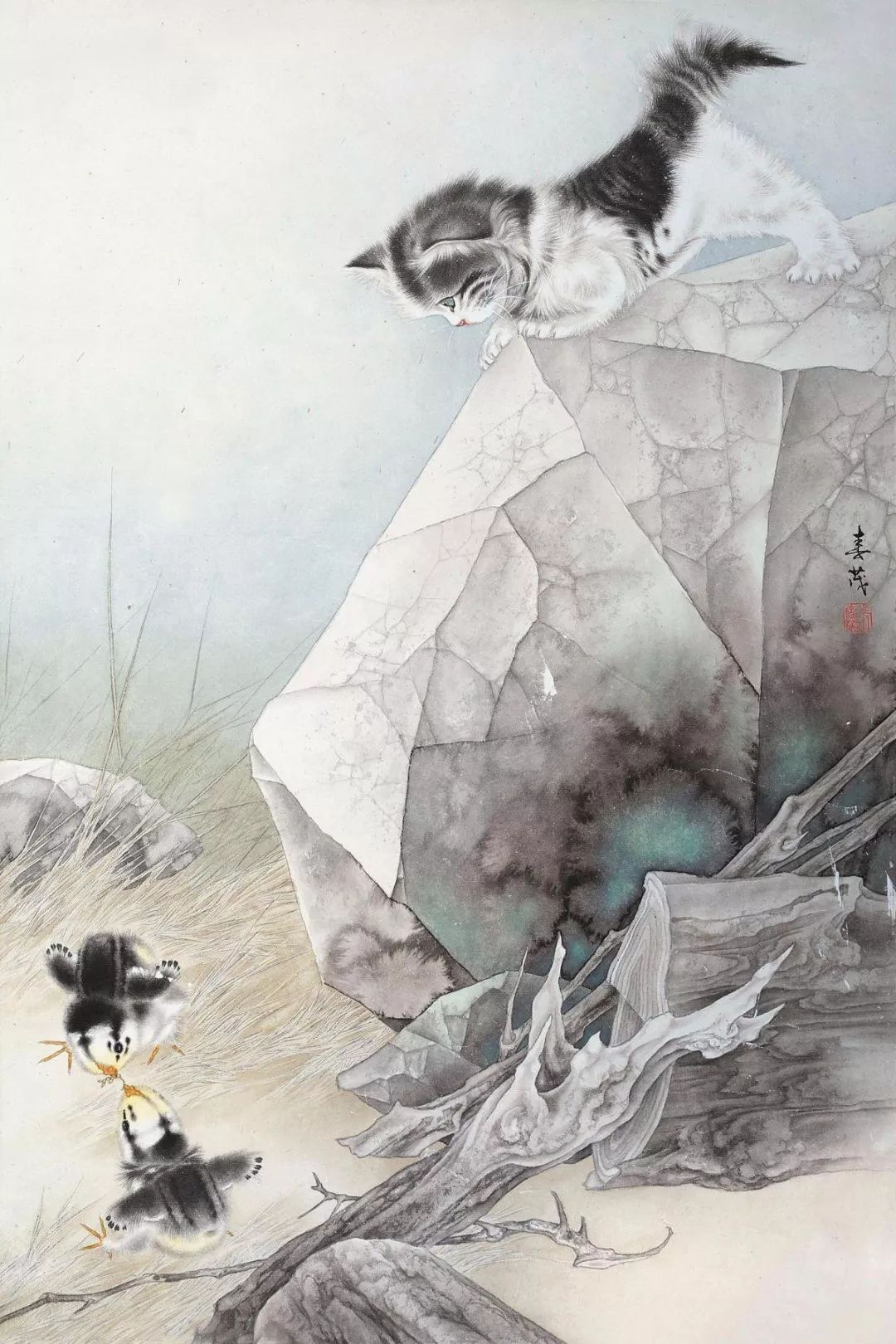 代表作品@米春茂笔下的猫,趣萌可爱,稚气童真