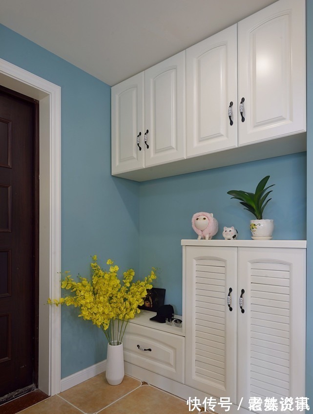 浅蓝色|131平以甜美欢快清新的设计风格为主调,从进门就有家的感觉