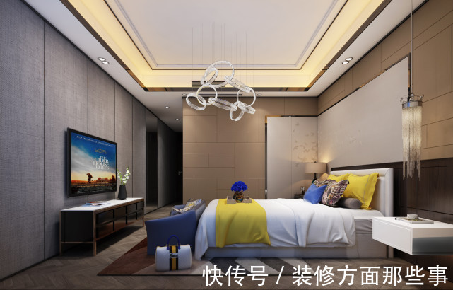 壁龛|200平现代风四居室,三层叠级的方式背景墙+内置壁龛很别致