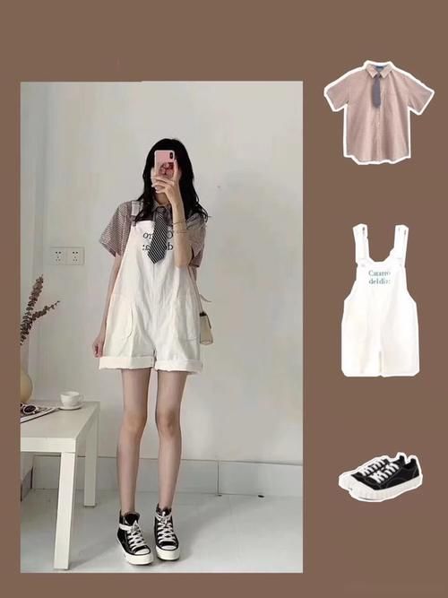 一字肩加背带裤，裸露又能遮盖肩部肌肤，满足你的少女心