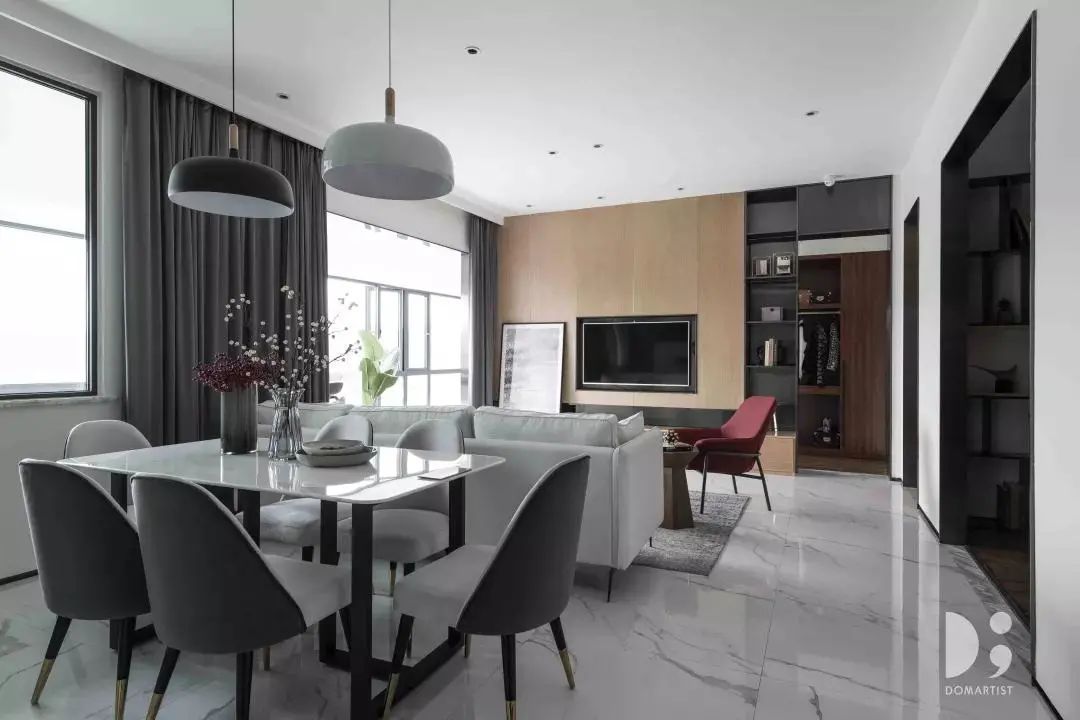 床头柜|120㎡现代简约,时尚大理石质感,华丽优雅的高端