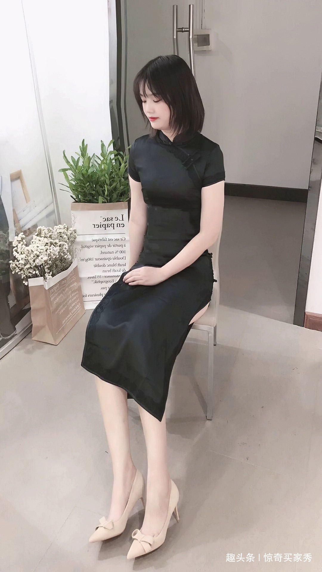 穿搭 美女旗袍穿搭,黑色低调又内敛,中式复古款式更显东方女性魅力