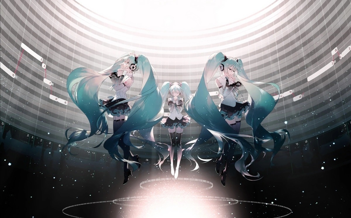 双马尾|画师笔下的初音未来，侧身、背影、三分身都很漂亮