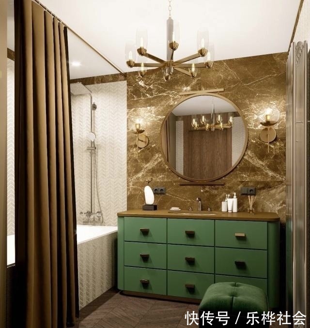 风格|现代风格的轻奢设计,金色与绿色的完美搭配