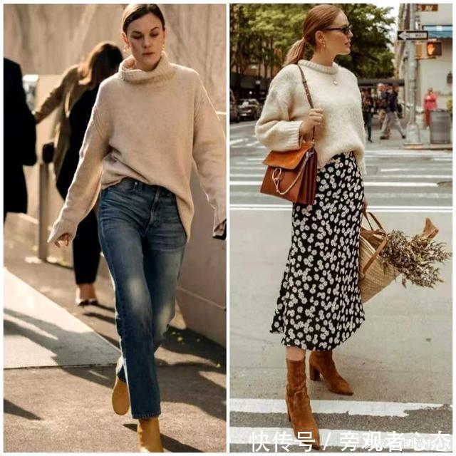 不得不说，冬天毛衣这样穿！时髦显高还能修饰腿型，原来都穿错了