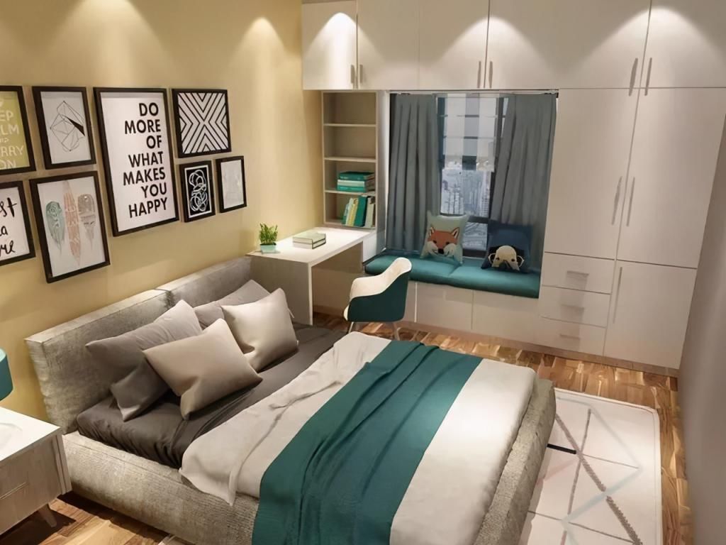 地柜|卧室飘窗空间别再浪费了,这样设计衣柜、书桌都有了,2平当4平用