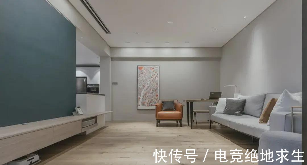 收纳|80㎡现代简约小两居,复古绿+胡桃木格调满满,独立衣帽间超实用