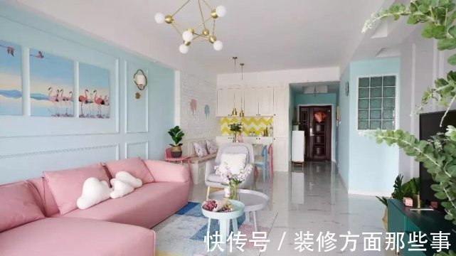 餐酒柜|96平现代风二居室,客餐厅连在一起协调又耐看