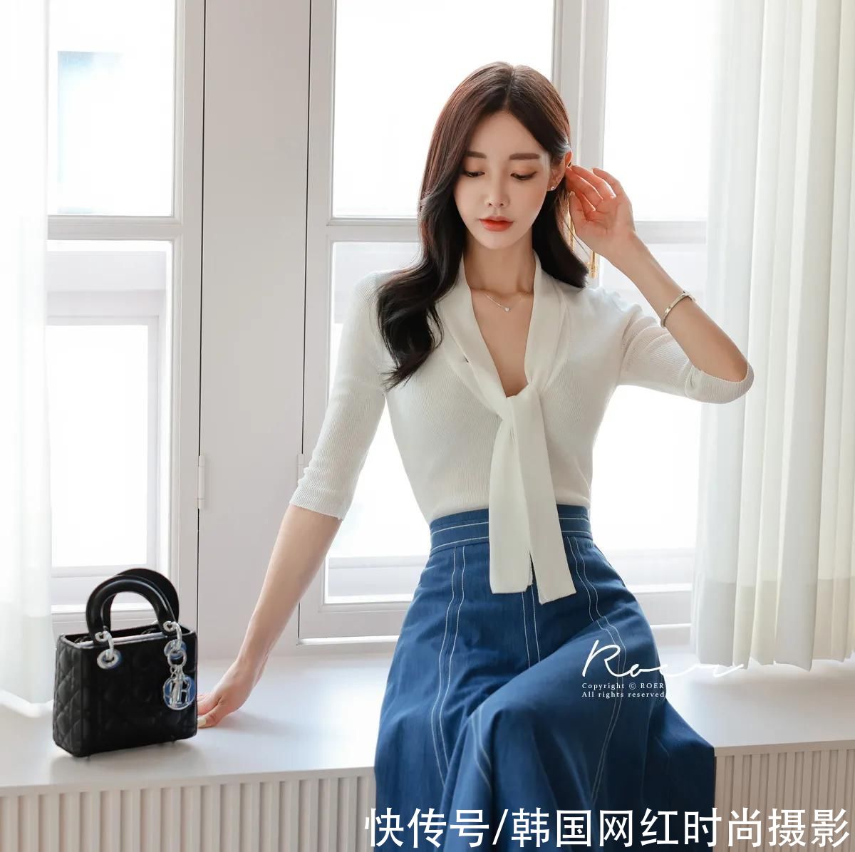 纱裙|女神孙允珠高清时尚搭配(251)新奥尔良都市牛仔斜衩柔纱裙