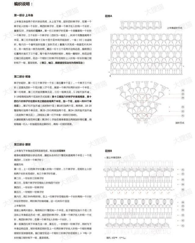 蕾丝|2款棒针编织和钩针编织的连衣裙,太惊艳了,附图解教程