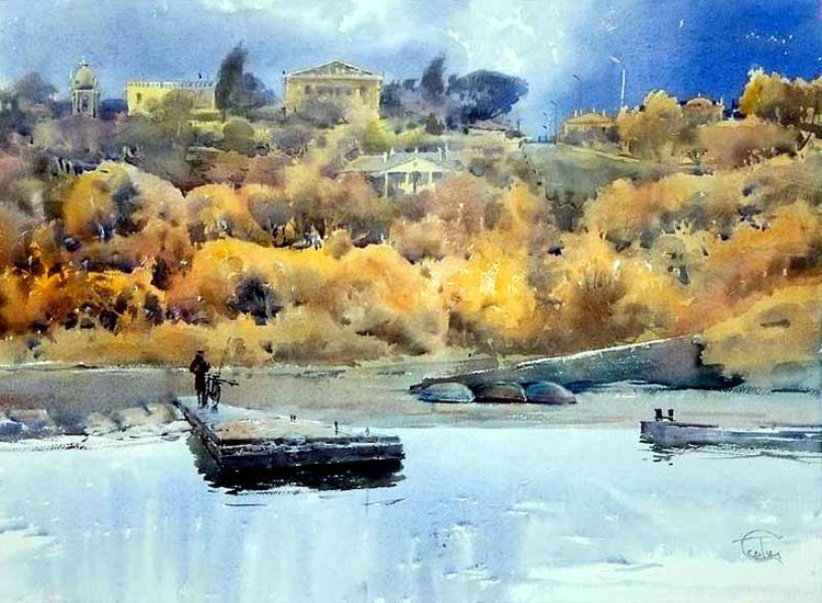 水彩画#美轮美奂!俄罗斯艺术家特梅雷夫的水彩都市景观画