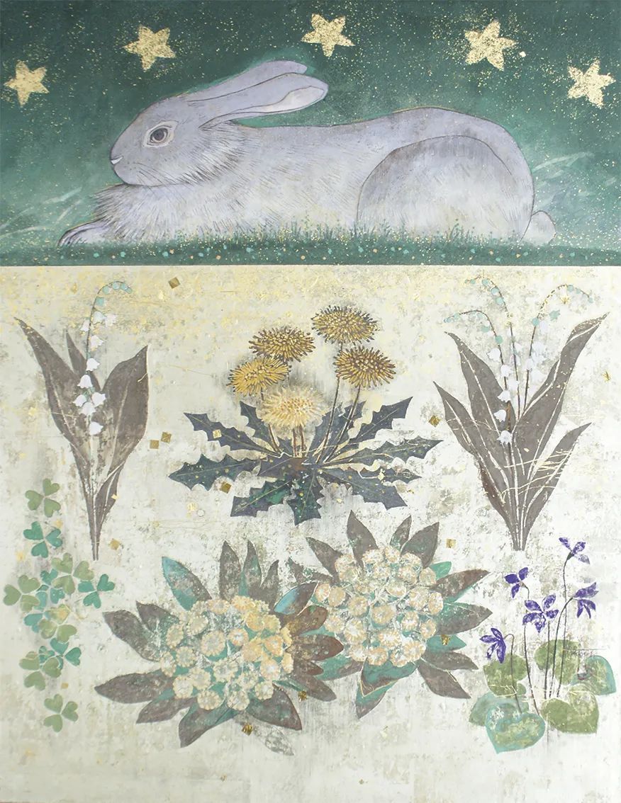 画家#这位日本画家的画有一种静谧的精致感,唤起一种沉思、空灵的感觉