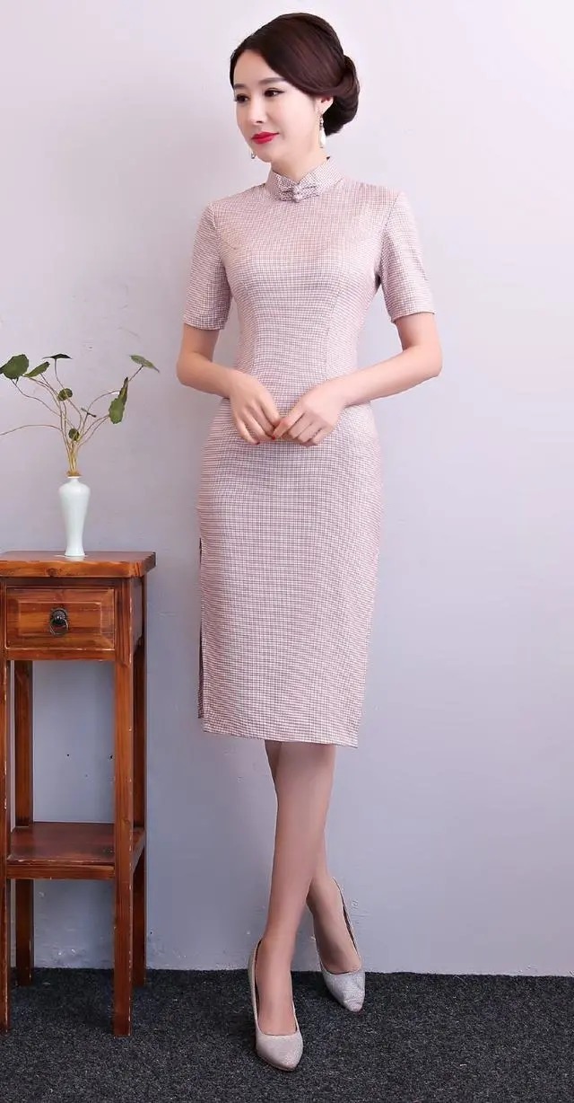 格子|让女人显得紧致与饱满的格子旗袍