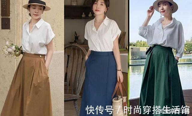百褶裙|白衬衫这样穿太好看了吧,简约大方又气质,普通人也能驾驭