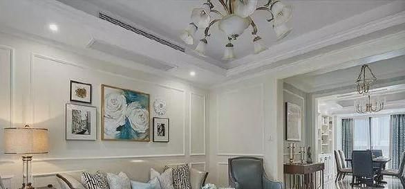 吊顶|140平米的美式风新房入住，玄关就体现主人的高品位，温馨大气