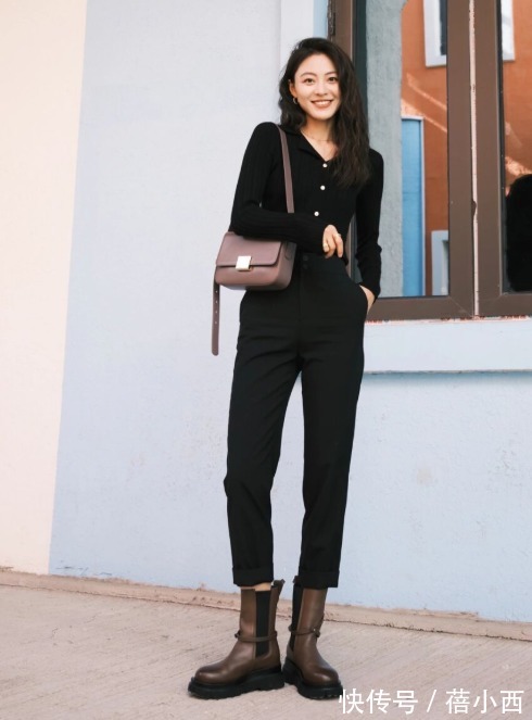 九分裤 微胖女生别乱穿裤子,小黑裤才最适合你,配毛衣、西装都很时髦