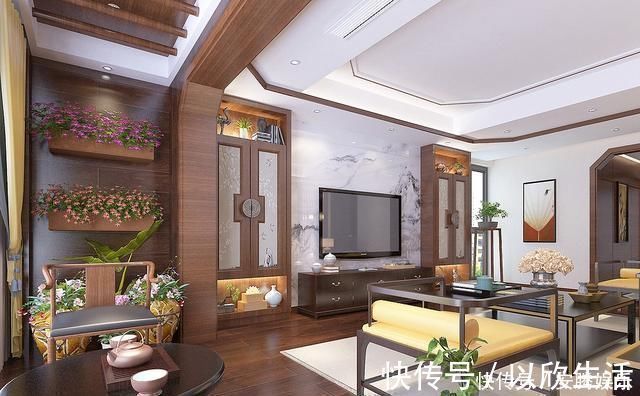 餐厨|248平米新中式,听了老婆的话,买两套平层打通比别墅住的还舒服