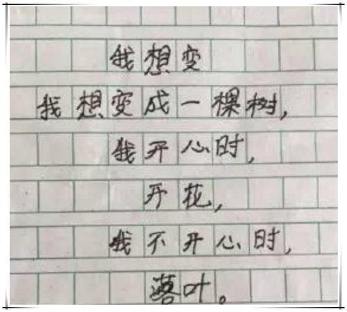8岁小学生写诗走红老师直接给满分，网友学霸的世界充满诗意