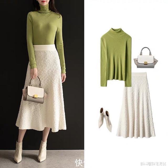 大地色|羽绒服收起来吧!入春后就穿“针织衫+半裙”,简约大方又气质