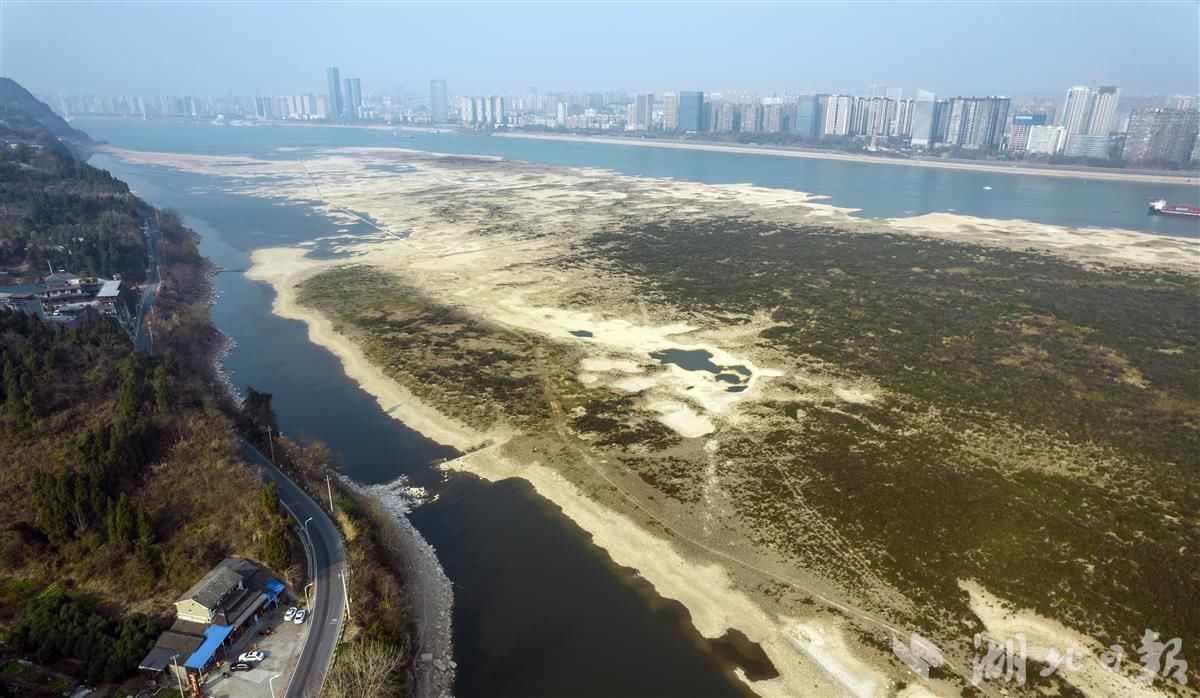 枯水期|长江宜昌段枯水期江滩成市民游玩打卡地