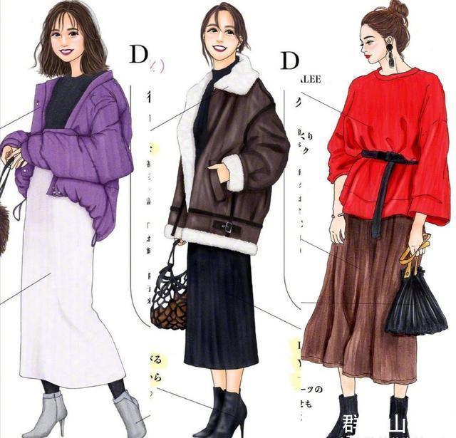 日本插画师秋冬手绘穿搭,时髦又实用,每一套都是穿搭范本