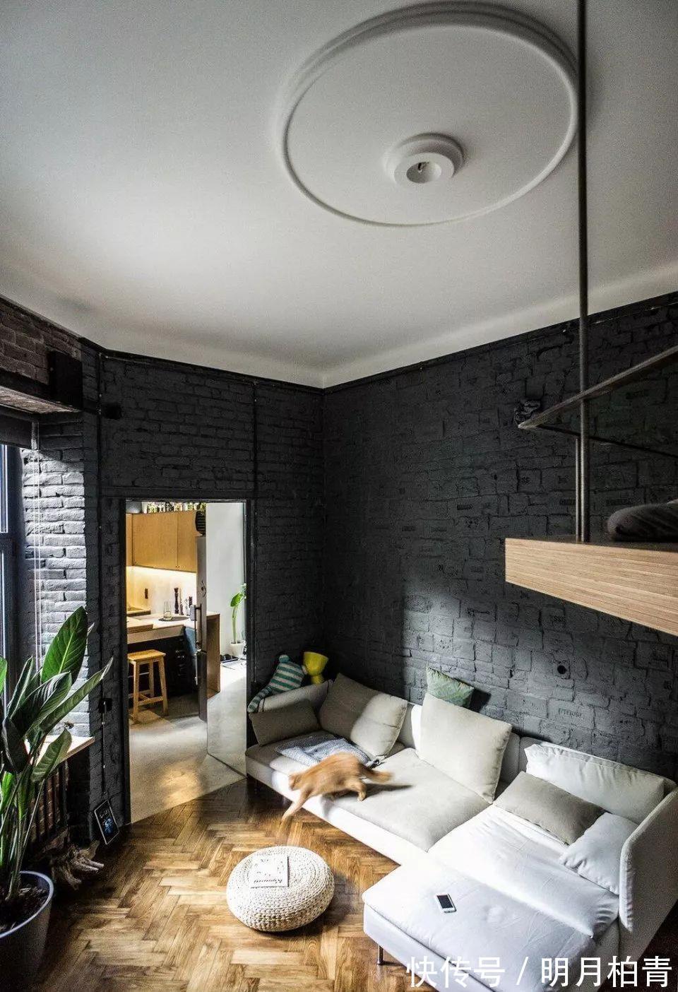 角度看|35平小公寓装修，入户门建阳光房，衣帽间塞床下面，洋气！