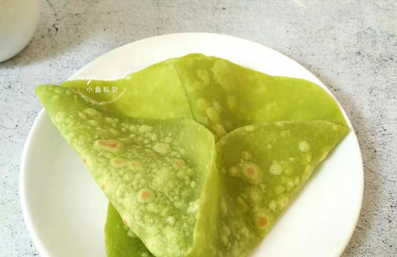 茼蒿汁|春饼的新做法,不用上锅蒸,薄软又筋道,卷肉卷菜可香了