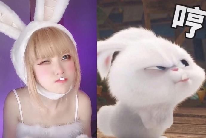 斗鸡眼|小姐姐模仿二次元小白兔,模仿兔牙很形象,萌萌哒超可爱