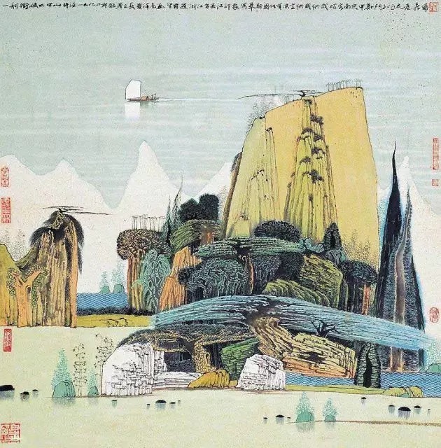 山水画$“江南鬼才”笔下的工笔山水画,色彩丰富,太震撼了!