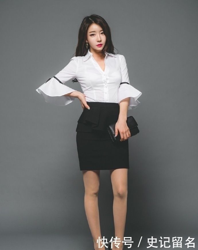 气质美女|优雅高贵的气质美女,精致OL套裙显职场女神范,眼神明媚大气