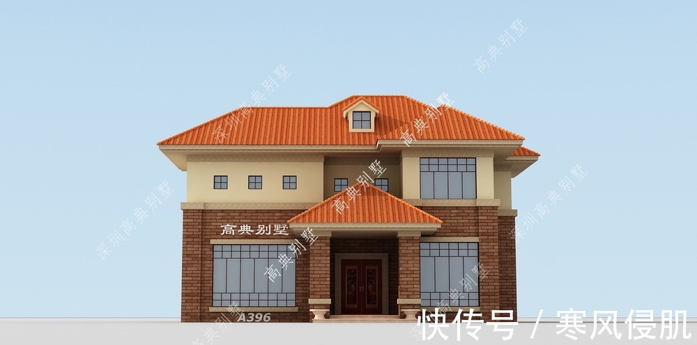 立面|实用的欧式小别墅，立面层次丰富，整体实用适合乡村盖房。